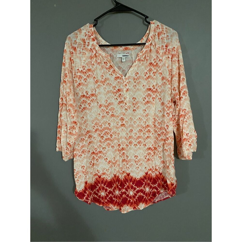 Sonoma 3/4th Sleeve V Neck Top Size Large